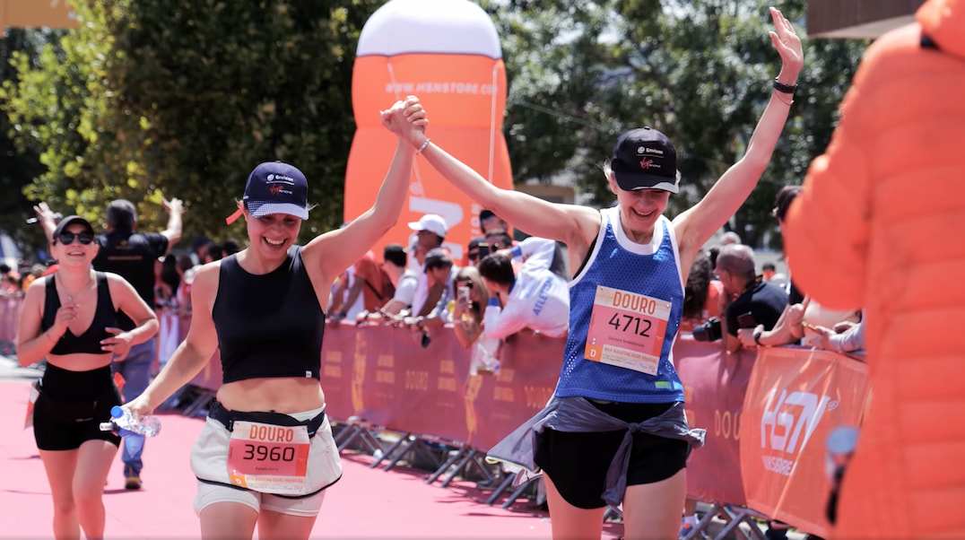 At the finish line of Douro Vinhateiro half marathon